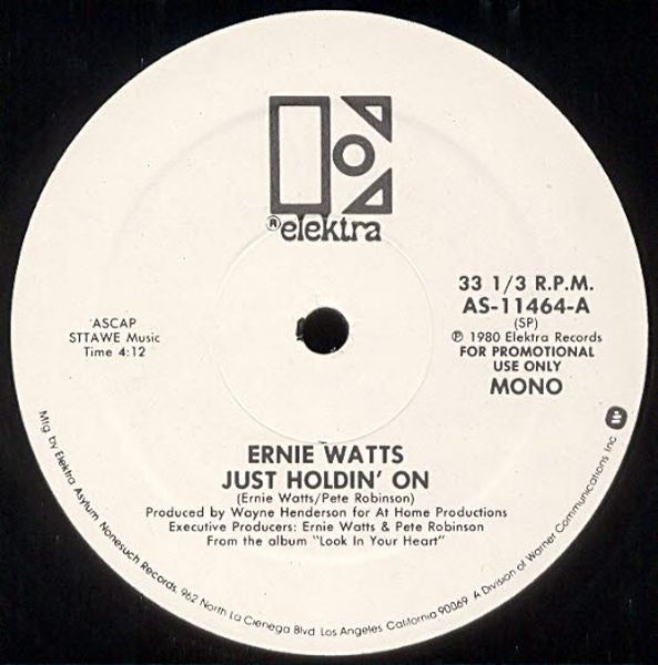 Ernie Watts : Just Holdin' On (12", Mono, Promo)