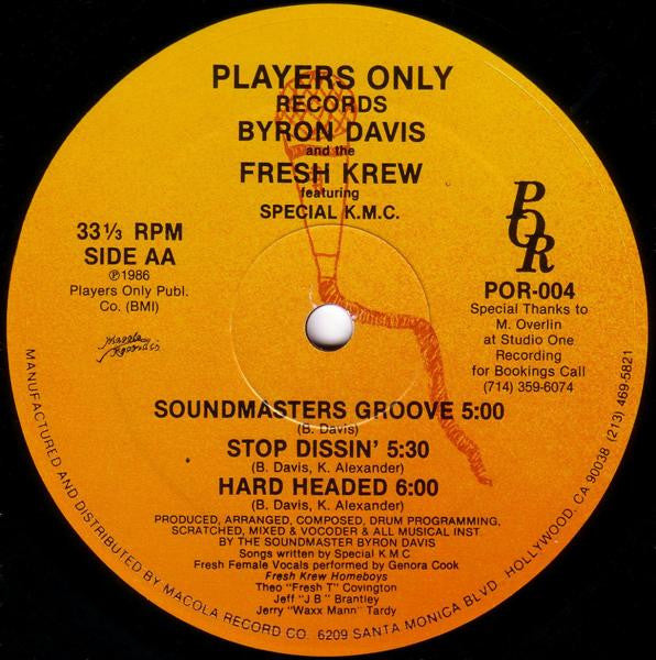 Byron Davis and the Fresh Krew* Featuring Special K.M.C. : The Drunk (12")