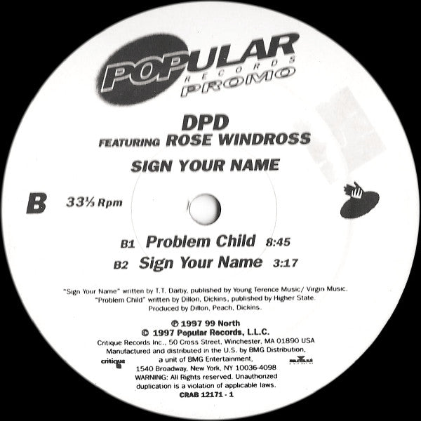 DPD Featuring Rose Windross : Sign Your Name (12", Promo)