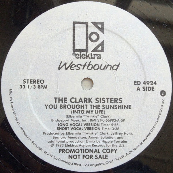 The Clark Sisters : You Brought The Sunshine (Into My Life) (12", Promo)