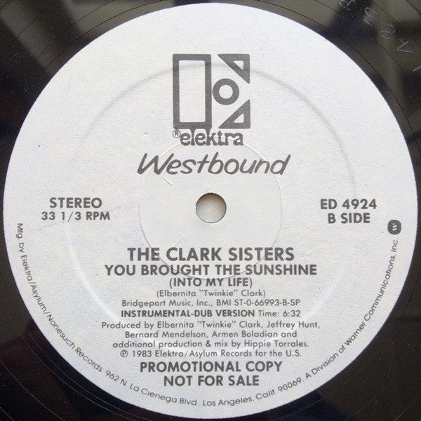 The Clark Sisters : You Brought The Sunshine (Into My Life) (12", Promo)