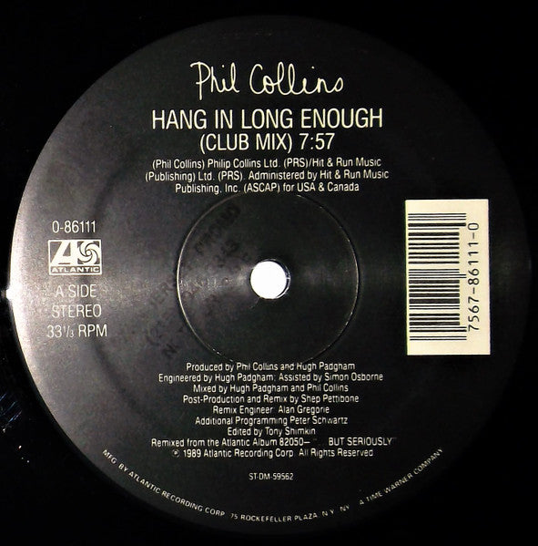 Phil Collins : Hang In Long Enough (12", SRC)