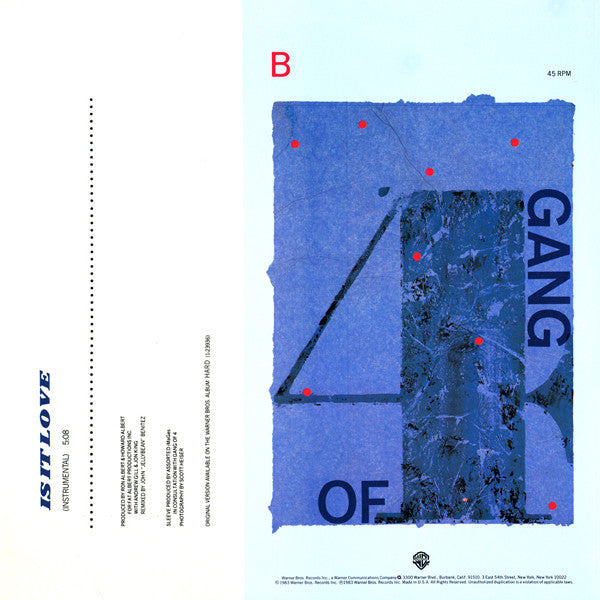 Gang Of 4* : Is It Love (Extended Dance Remix) (12", Maxi, All)