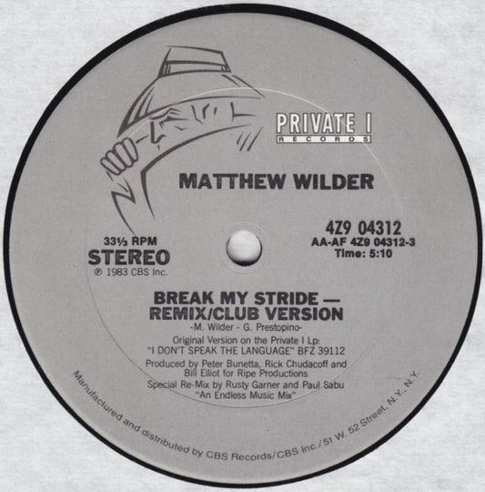 Matthew Wilder : Break My Stride (12")