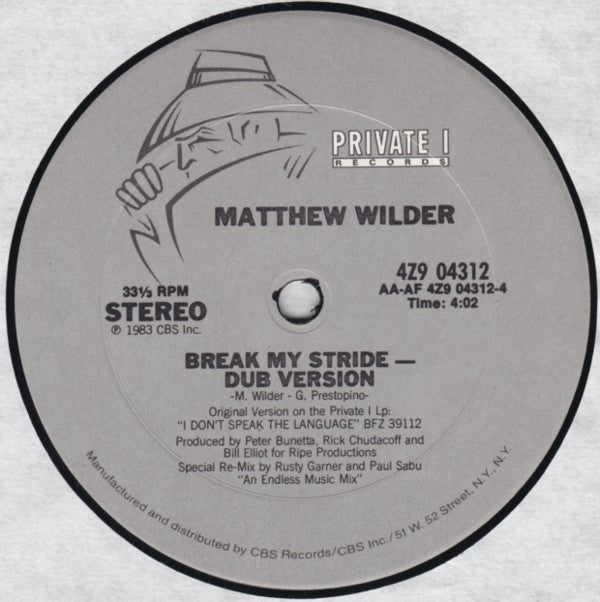 Matthew Wilder : Break My Stride (12")