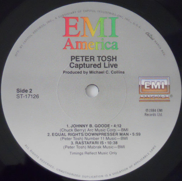 Peter Tosh : Captured Live (LP, Album, Jac)