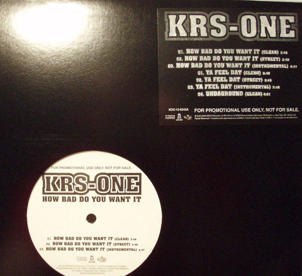 KRS-One : How Bad Do You Want It (12", Promo)