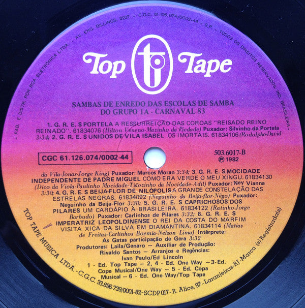 Various : Sambas De Enredo Das Escolas De Samba Do Grupo 1A - Carnaval 83 (LP, Album)
