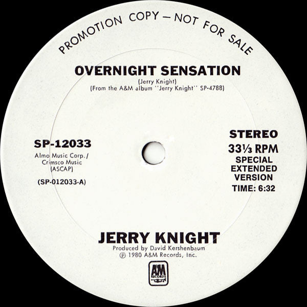 Jerry Knight : Overnight Sensation (12", Promo)