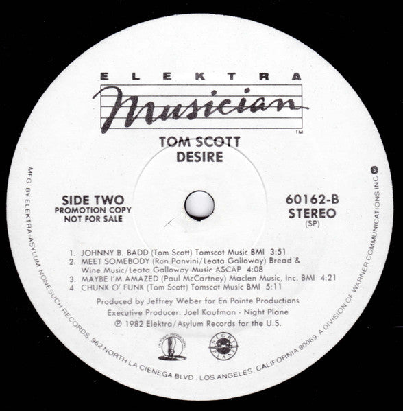 Tom Scott : Desire (LP, Album, Promo, SP)