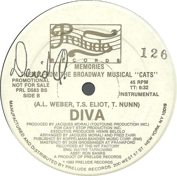 Diva* : Memories (Theme From The Broadway Musical "Cats") (12", Promo)