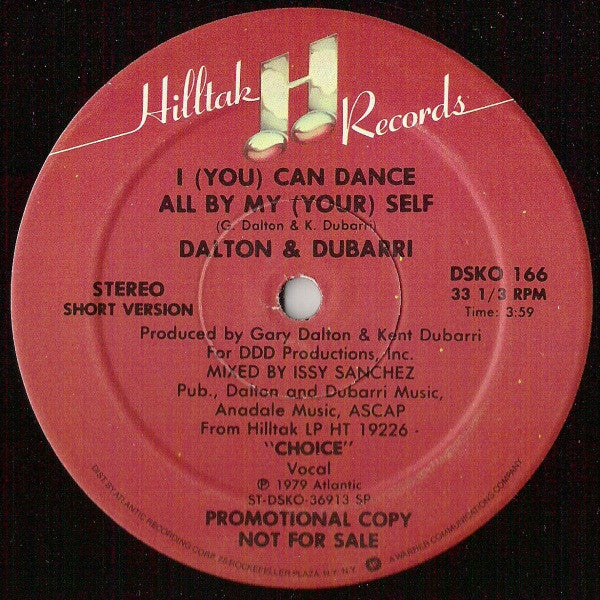 Dalton & Dubarri : I (You) Can Dance All By My (Your) Self (12", Promo)