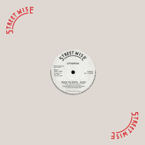 Citispeak : Rock To Rock (12", Promo)