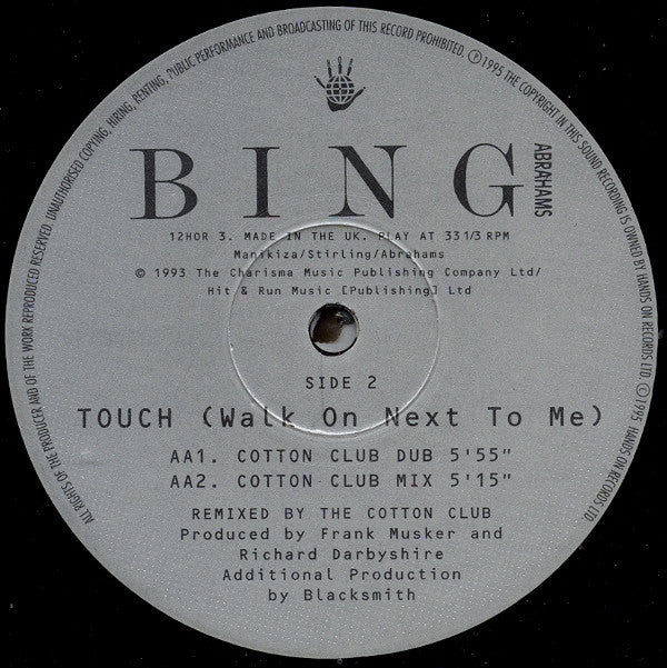 Bing Abrahams : Man On A Mission / Touch (12")