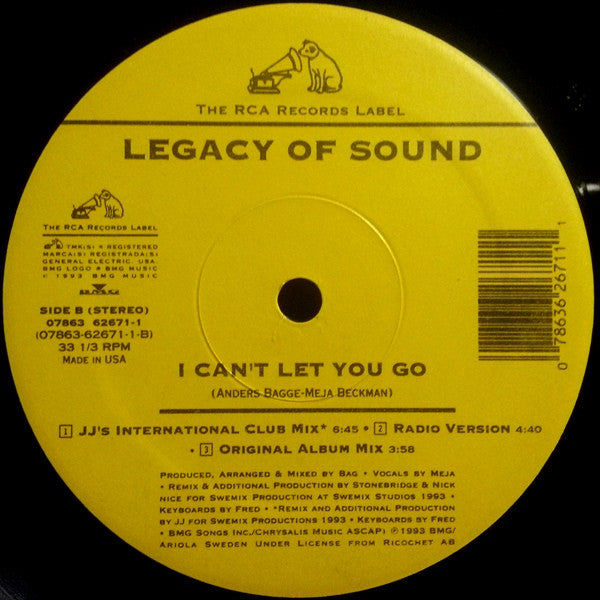 Legacy Of Sound : I Can't Let You Go (12")