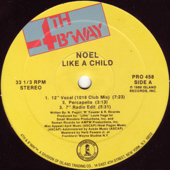 Noel : Like A Child (12", Promo)
