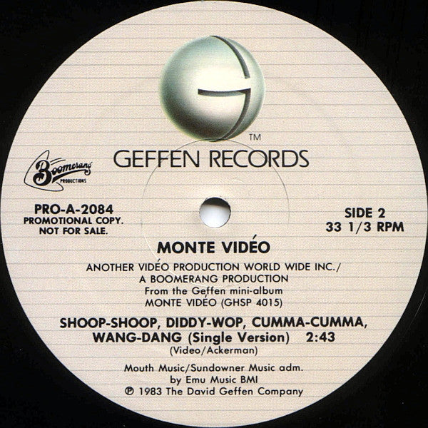 Monte Video & The Cassettes : Shoop-Shoop, Diddy-Wop, Cumma-Cumma, Wang-Dang (12", Promo)