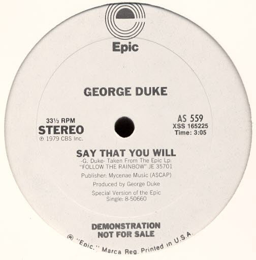 George Duke : I Am For Real (May The Funk Be With You) / Say That You Will (12", Promo)