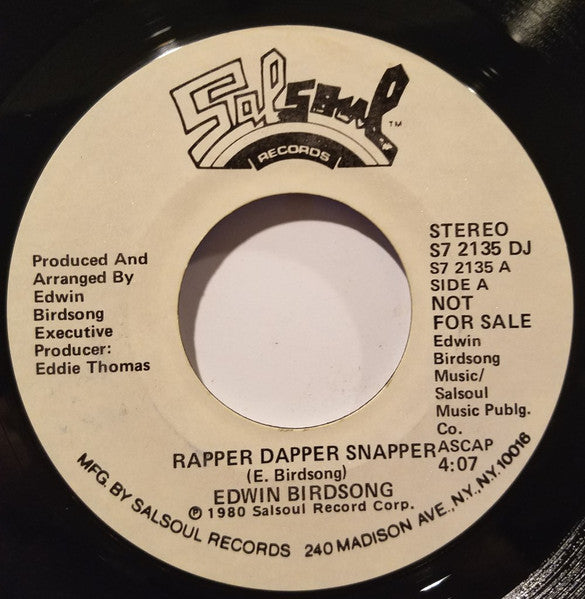 Edwin Birdsong : Rapper Dapper Snapper (7", Single, Mono, Promo)