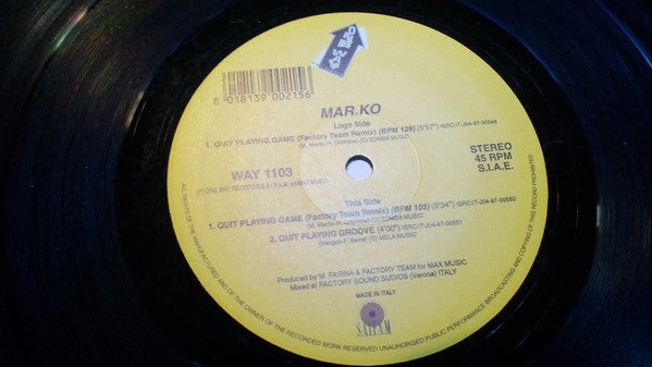 Mar.Ko : Quit Playing Game (12")