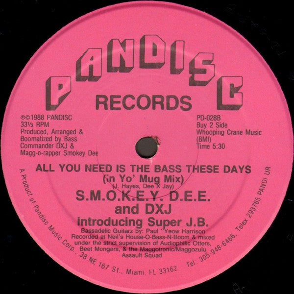 S.M.O.K.E.Y. D.E.E.* And DXJ Introducing Super J.B. : All You Need Is The Bass These Days (12", Red)