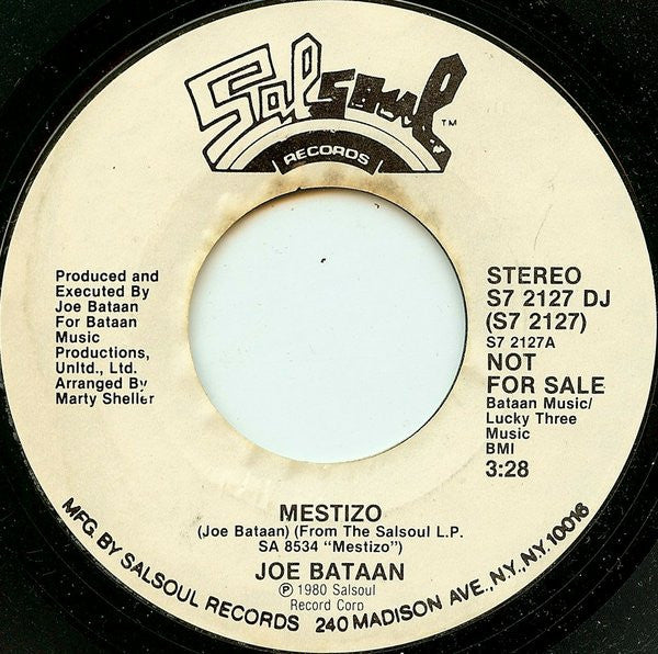 Joe Bataan : Mestizo (7", Mono, Promo, Styrene)