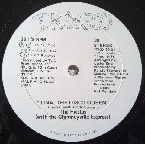 The Fiestas With Chimneyville Express : Tina, The Disco Queen (12", Promo)