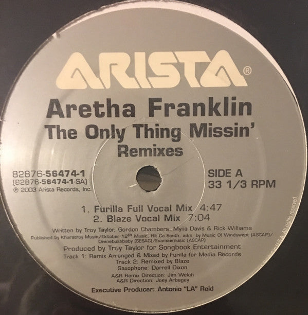 Aretha Franklin : The Only Thing Missin' (Remixes) (12")