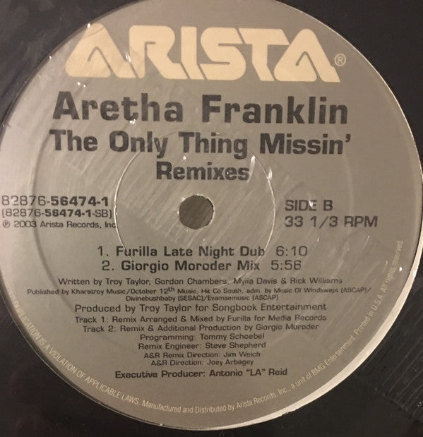 Aretha Franklin : The Only Thing Missin' (Remixes) (12")