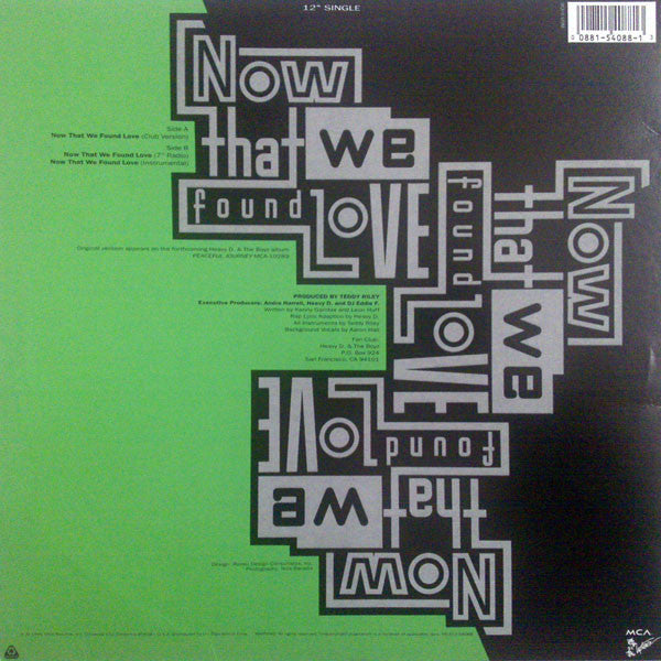 Heavy D. & The Boyz : Now That We Found Love (12", Single)
