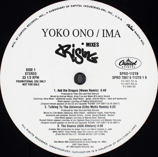 Yoko Ono / Ima (2) : Rising Mixes (LP, Promo)