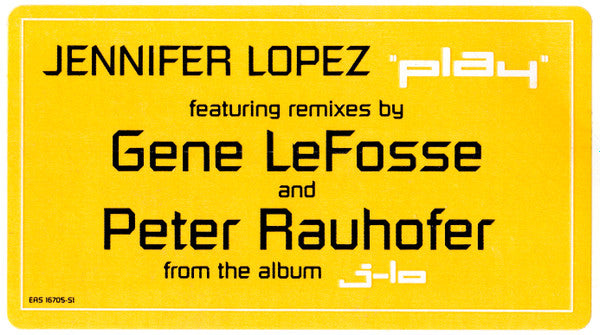 Jennifer Lopez : Play (12", Single, Promo)