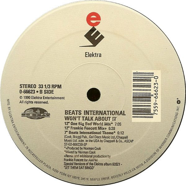 Beats International : Won't Talk About It (12")