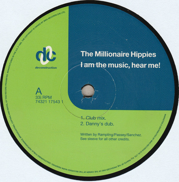 The Millionaire Hippies* : I Am The Music, Hear Me! (12", Single)