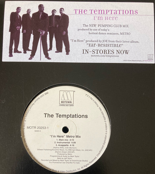 The Temptations : I'm Here (Metro Mix) (12", Promo)