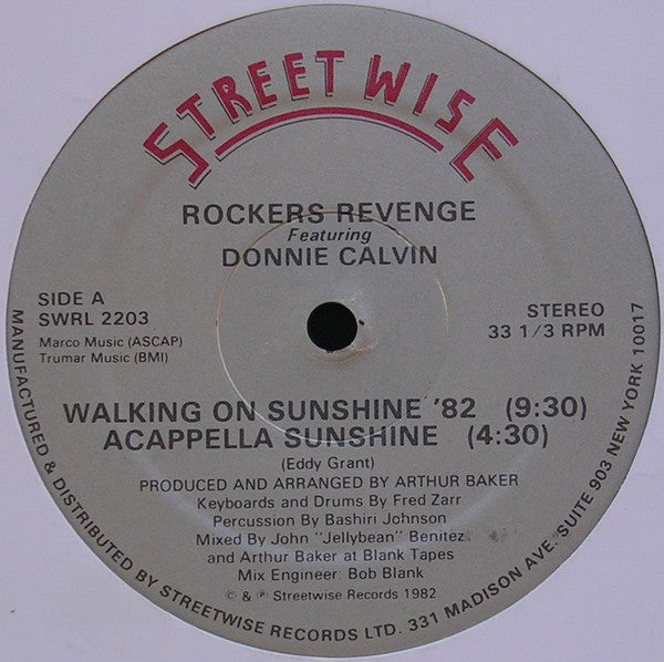 Rockers Revenge Featuring Donnie Calvin : Walking On Sunshine '82 (12")
