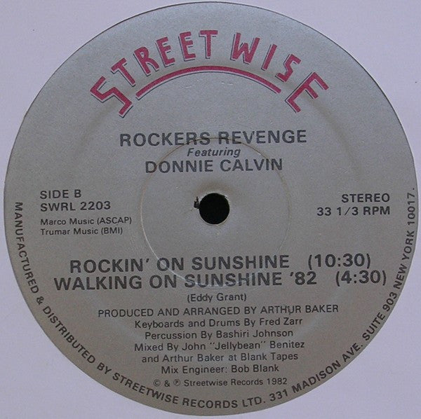 Rockers Revenge Featuring Donnie Calvin : Walking On Sunshine '82 (12")
