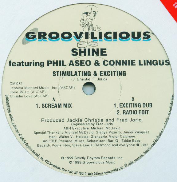 Shine (3) Featuring Phil Aseo & Connie Lingus : Stimulating And Exciting (12")