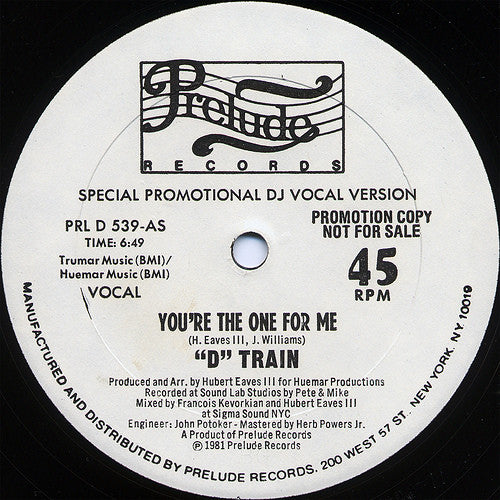"D" Train* : You're The One For Me (12", Promo)