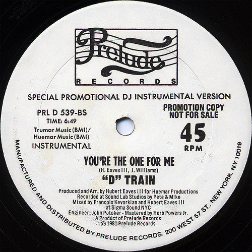 "D" Train* : You're The One For Me (12", Promo)