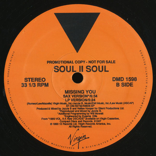 Soul II Soul : Missing You (12", Promo)