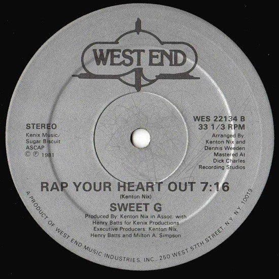 Sweet G : A Heartbeat Rap (12", Single)