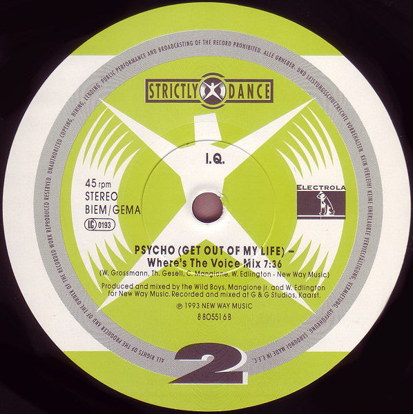 I.Q. (2) : Psycho (Get Out Of My Life) (12", Maxi)