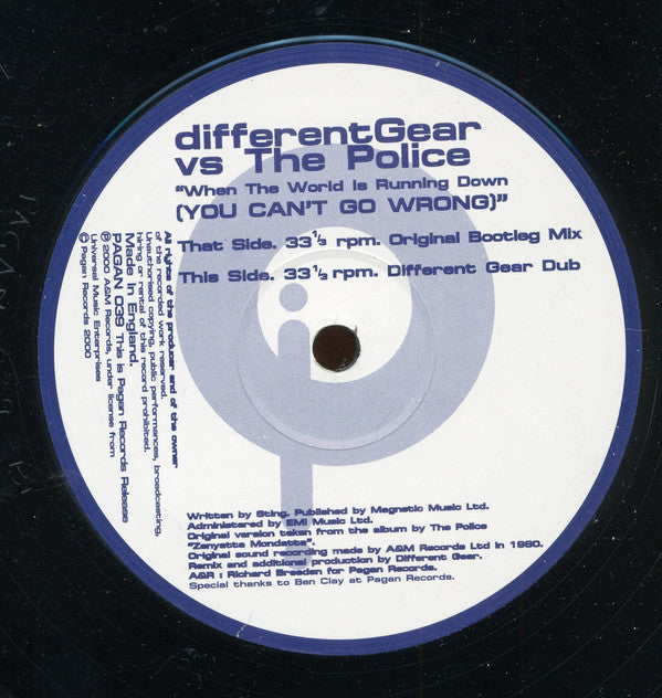 differentGear* Vs. The Police : When The World Is Running Down (You Can't Go Wrong) (12")