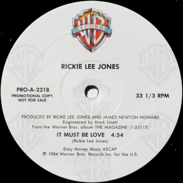 Rickie Lee Jones : It Must Be Love / Juke Box Fury (12", Single, Promo)