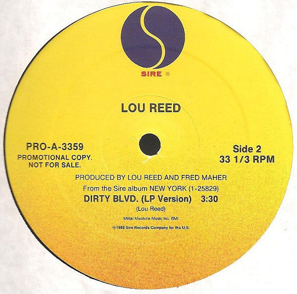 Lou Reed : Dirty Blvd. (12", Single, Promo)
