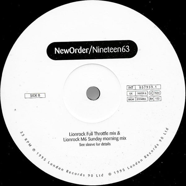 NewOrder* : Nineteen63 (12", Single)