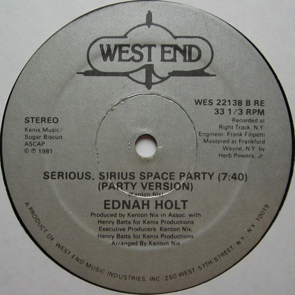 Ednah Holt : Serious, Sirius Space Party (12", Single)