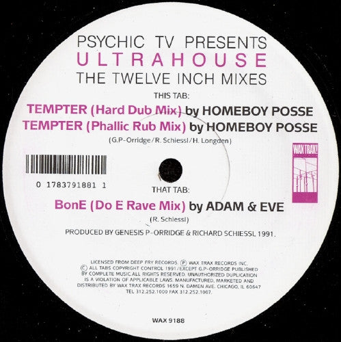 Psychic TV Presents Homeboy Posse / Adam & Eve (3) : Ultrahouse (The Twelve Inch Mixes) (12")