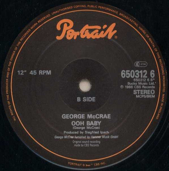 George McCrae : Rock Your Baby (Frankfurt Mix) (12")